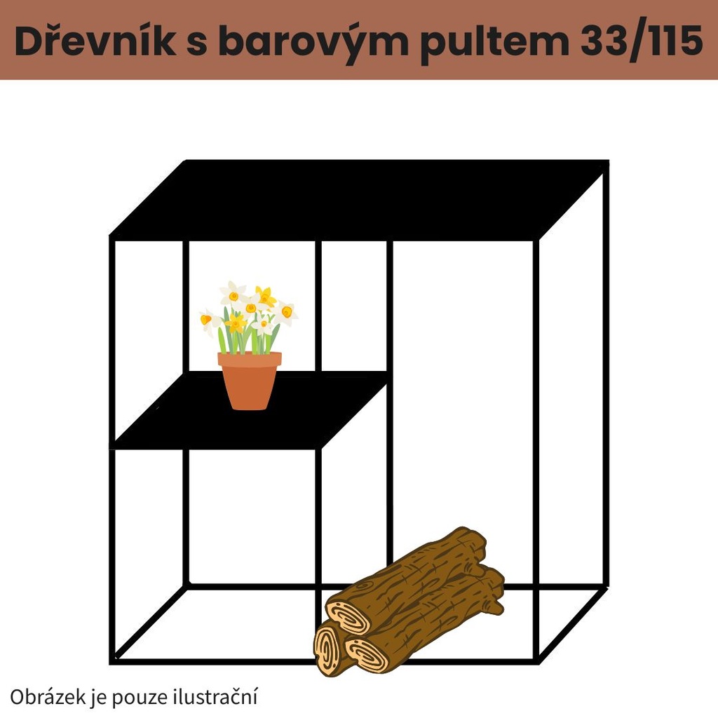 [BP33/115] Dřevník s barovým pultem 33/115
