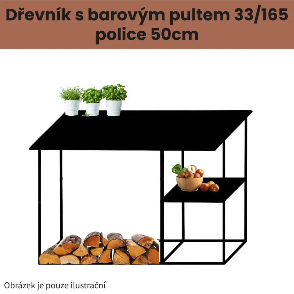 [BP33/165POL50] Dřevník s barovým pultem 33/165 (50 cm)