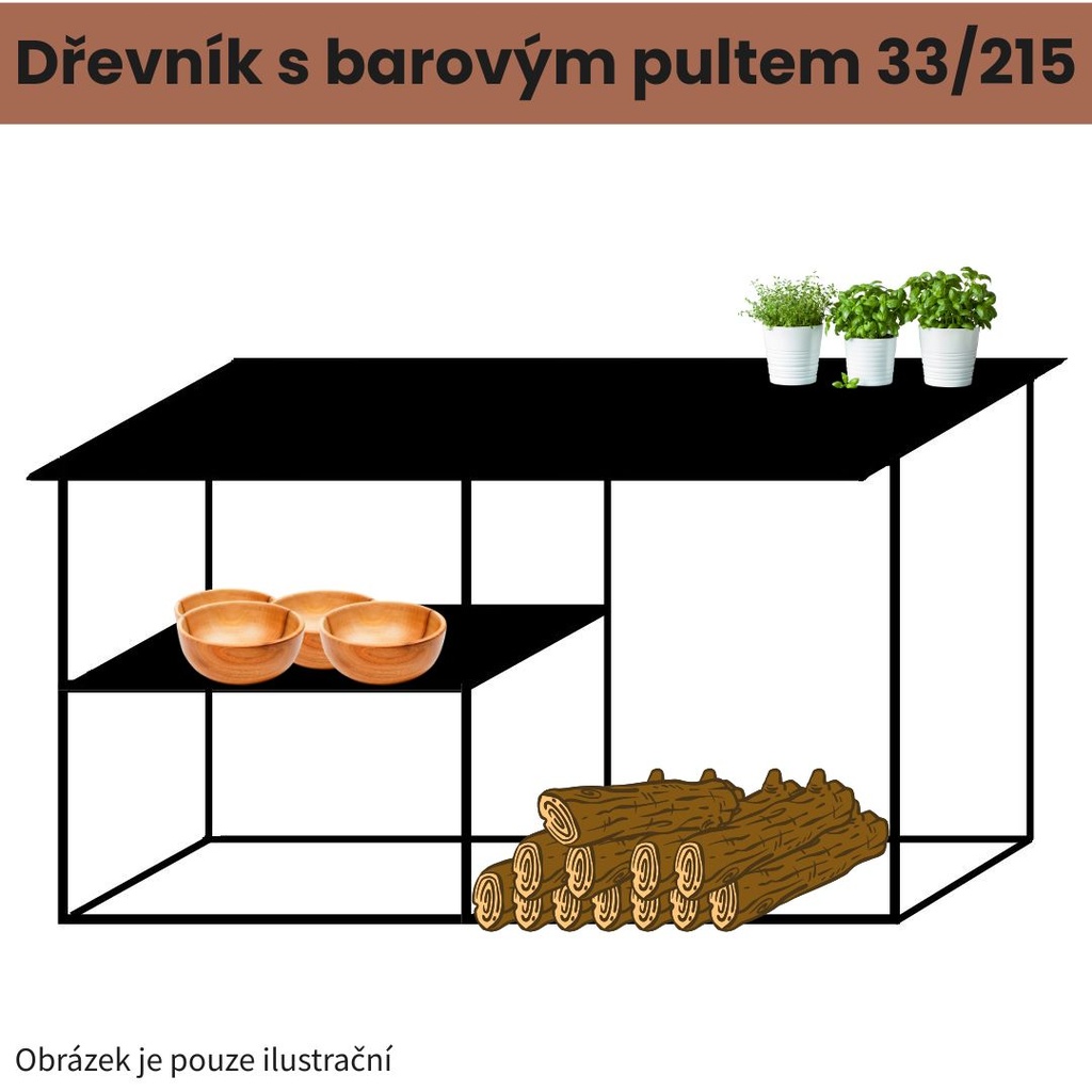 Dřevník s barovým pultem 33/215