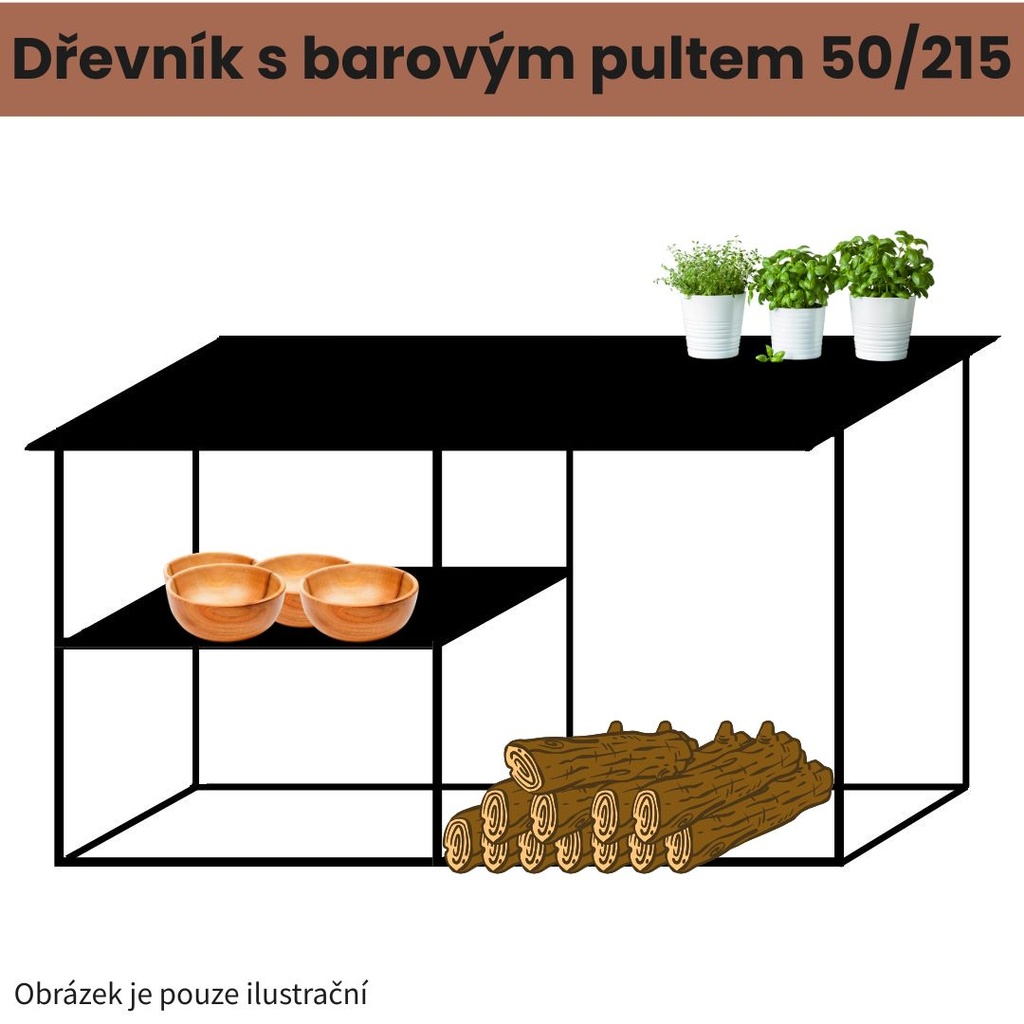 [BP50/215] Dřevník s barovým pultem 50/215