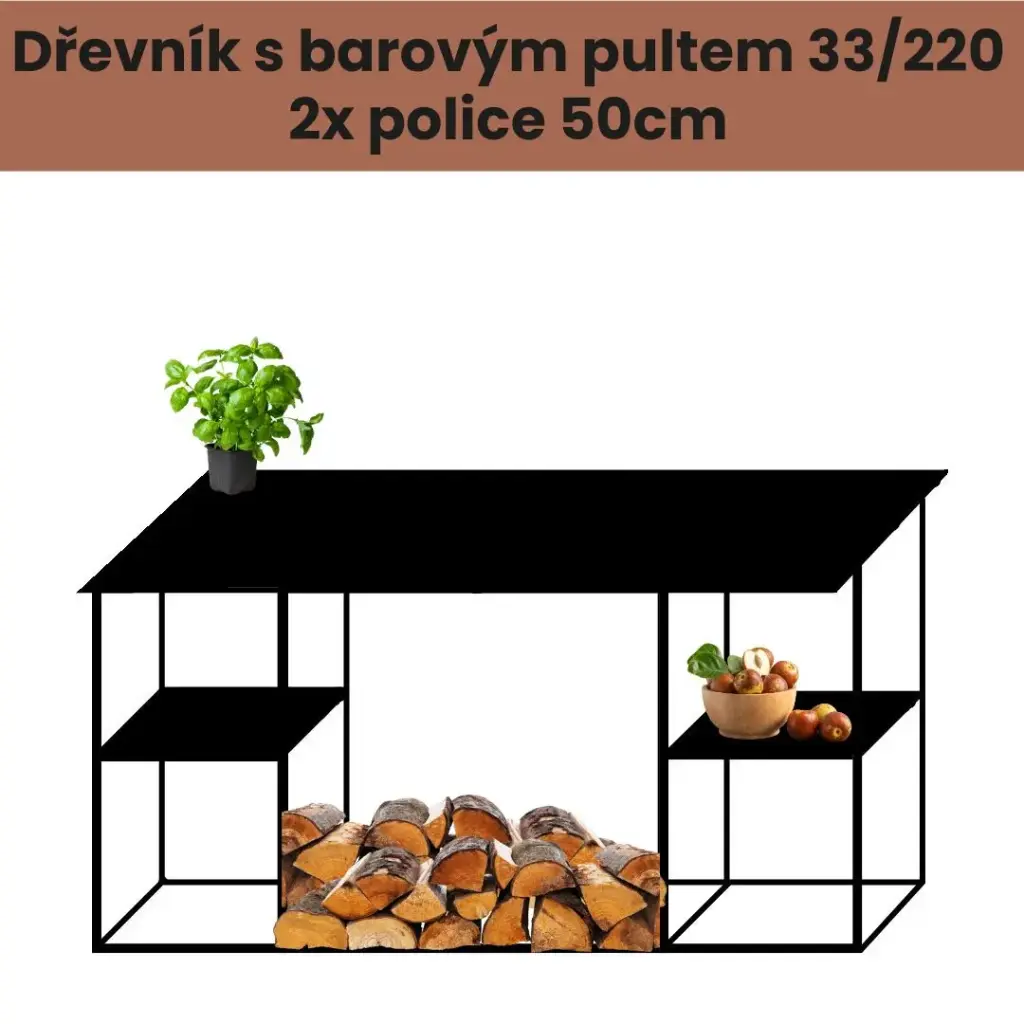 [BP33/220POL50] Dřevník s barovým pultem 33/220 (50 cm)