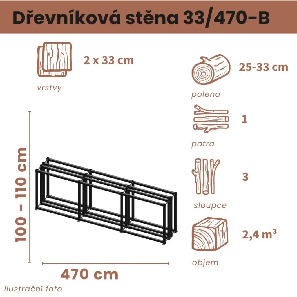 Dřevníková stěna 33/470 dvojitá