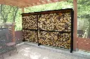 Dřevníková stěna 33/375 cm se skloněnou nerezovou střechou