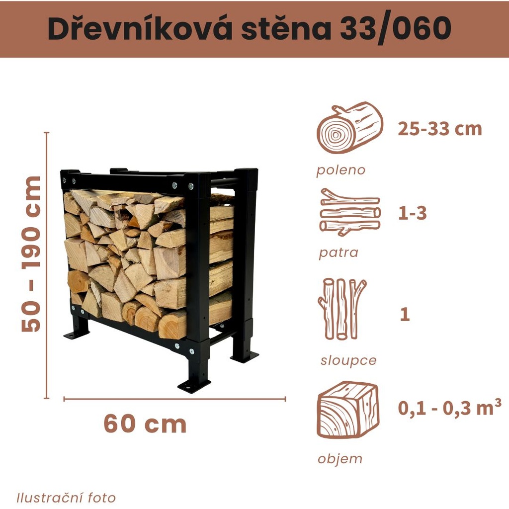 Dřevníková stěna 33/060 cm