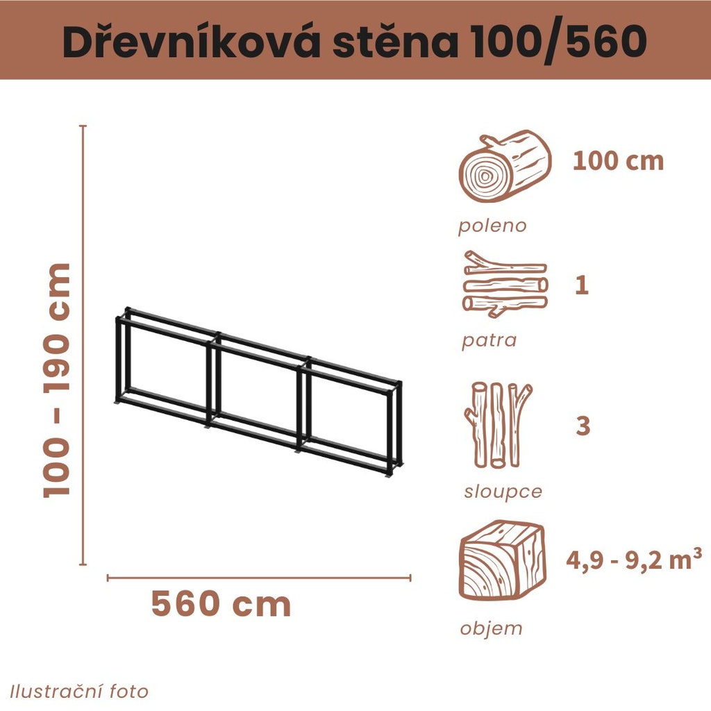 Dřevníková stěna 100/560 cm