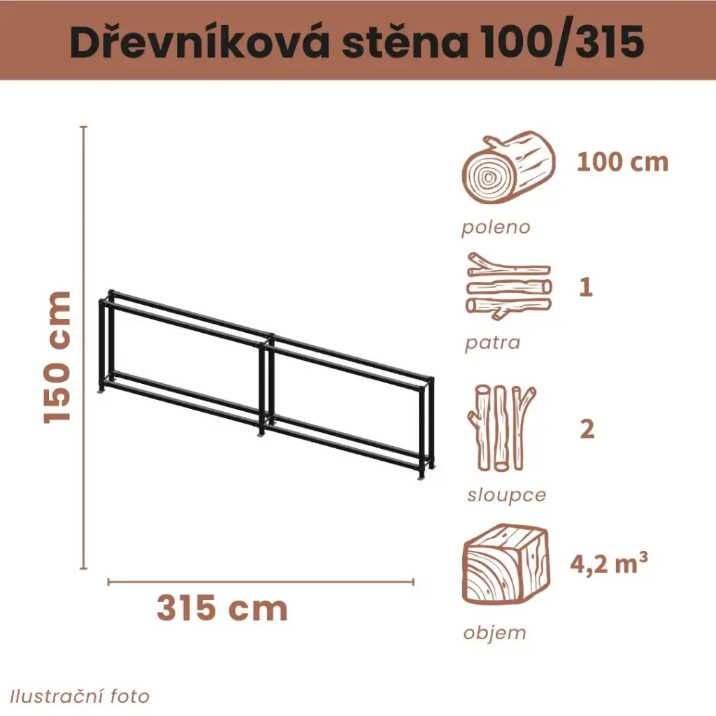 Dřevníková stěna 100/315