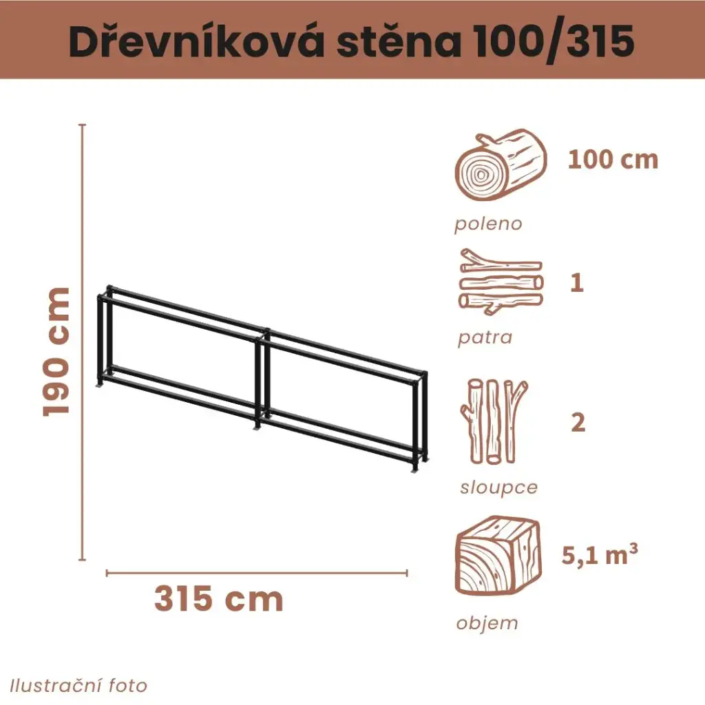 Dřevníková stěna 100/315