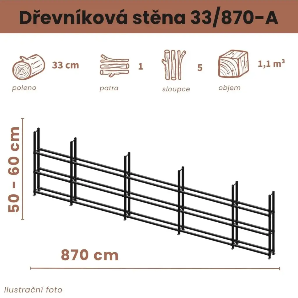 [33/870-A] Dřevníková stěna 33/870 (50 cm, 1 level)