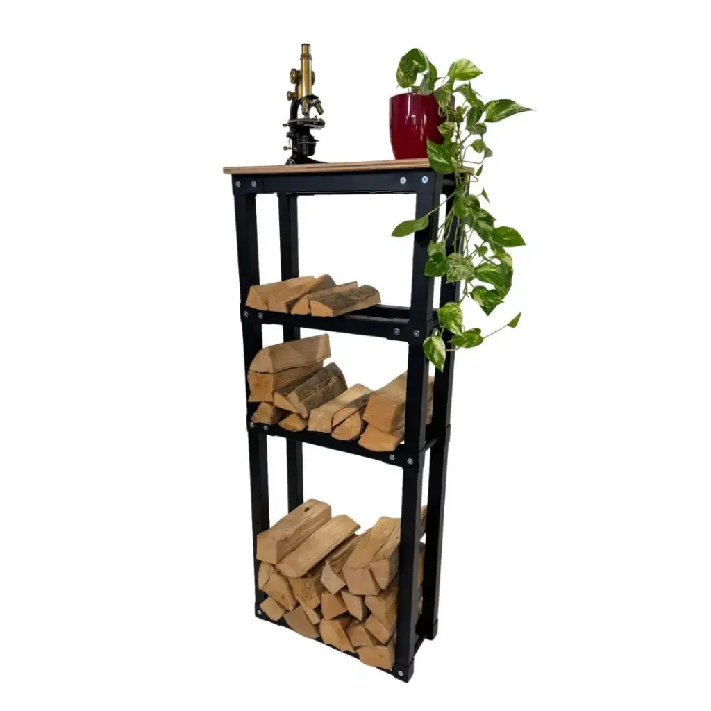 [INT_VILMA_1P_str] Interiérový dřevník Vilma (1 police, Stříbrné)