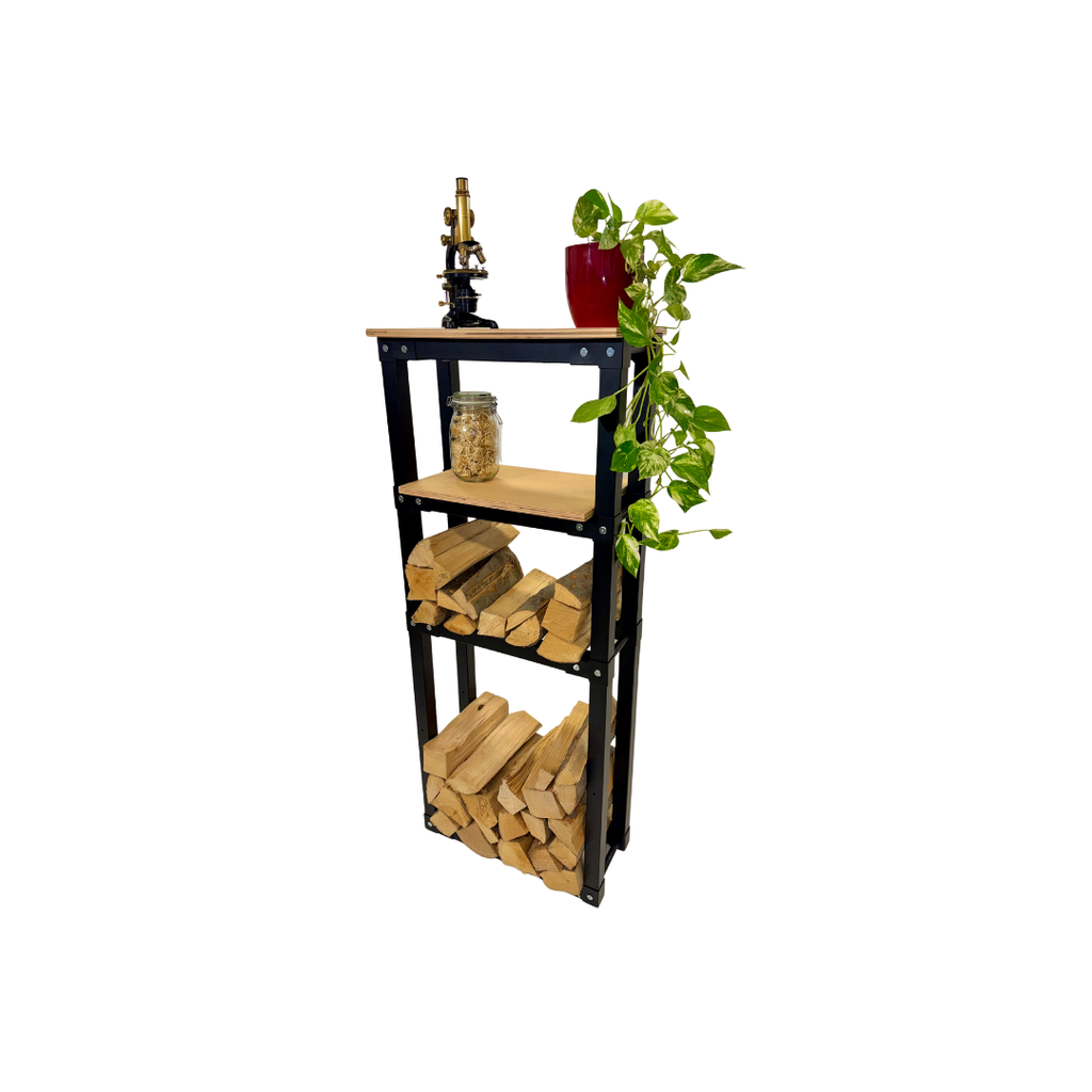 [INT_VILMA_1P_str] Interiérový dřevník Vilma (1 police, Stříbrné)