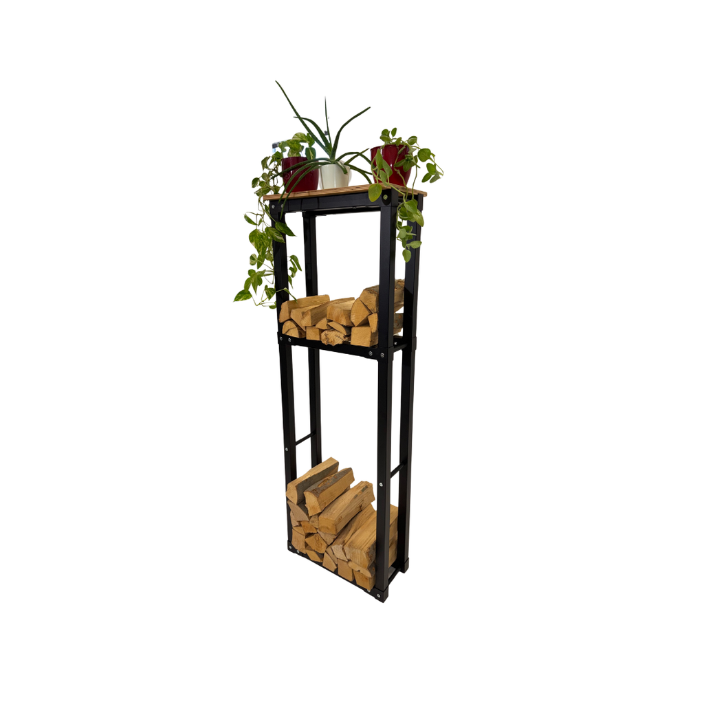 [INT_GINA_1P_str] Interiérový dřevník Gina (1 police, Stříbrné)