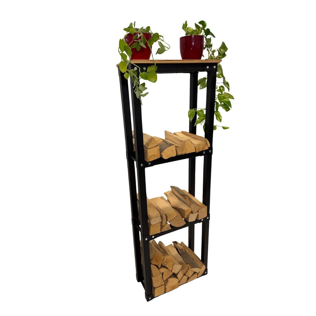 [INT_GUSTAV_1P_str] Interiérový dřevník Gustav (1 police, Stříbrné)