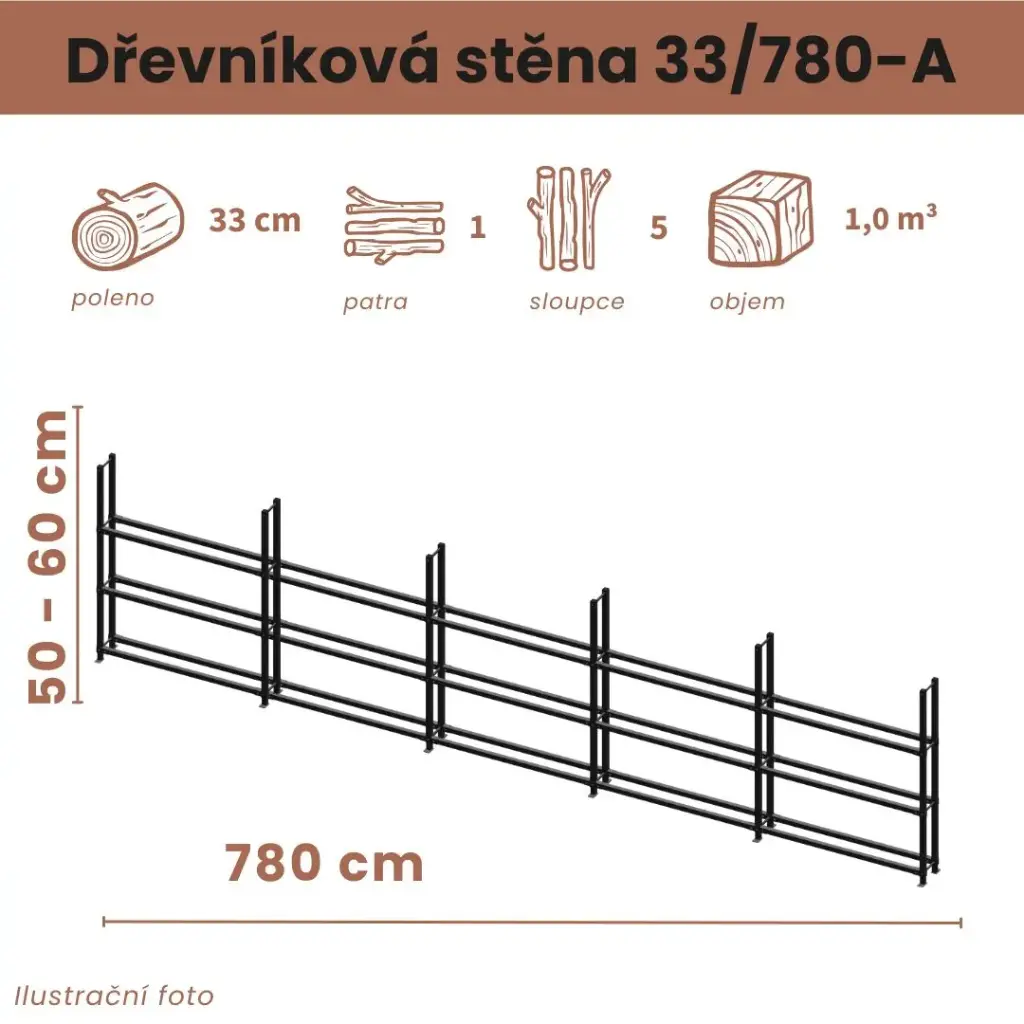 [33/780-A] Dřevníková stěna 33/780 (50 cm, 1 level)
