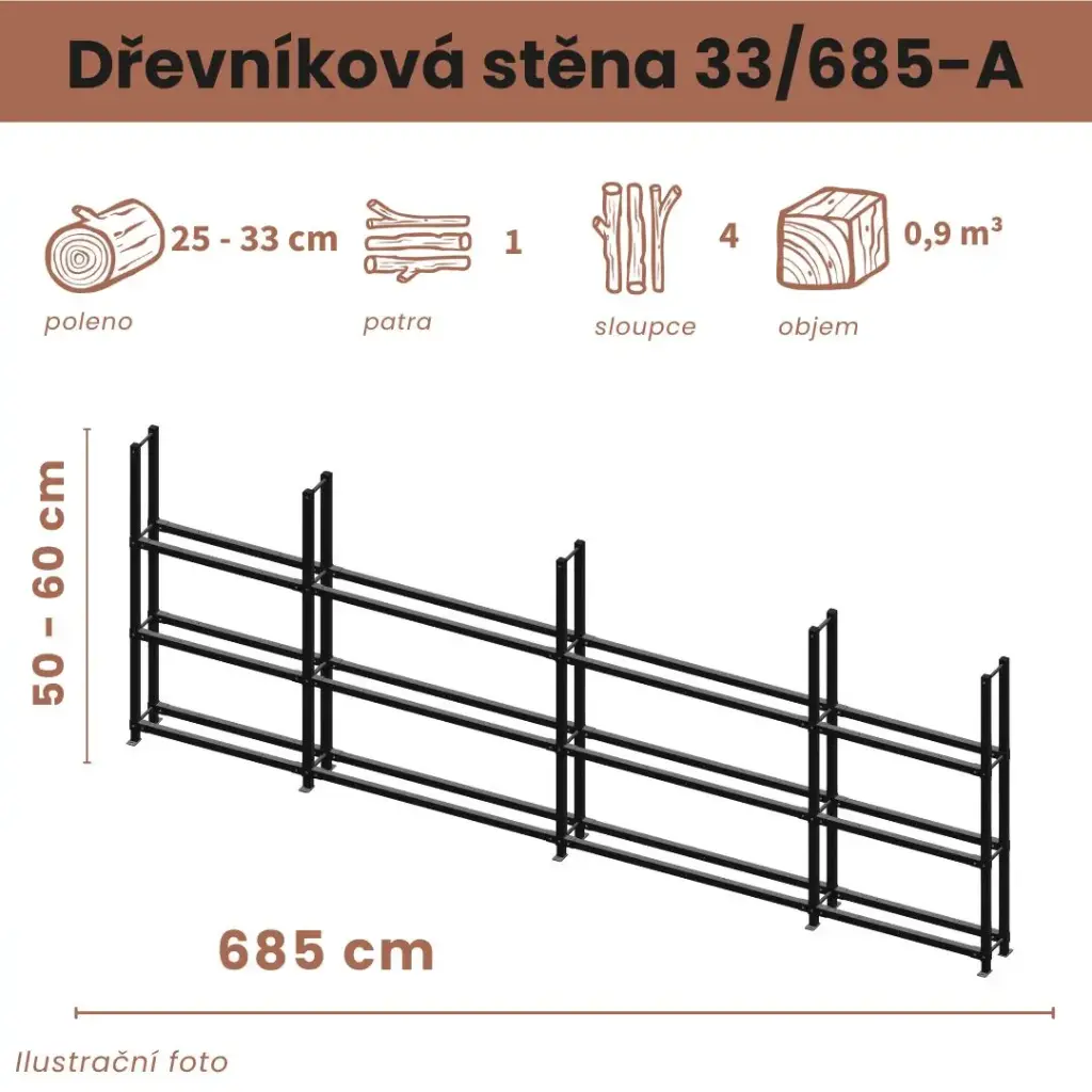 [33/685-A] Dřevníková stěna 33/685 cm (50 cm, 1 level)