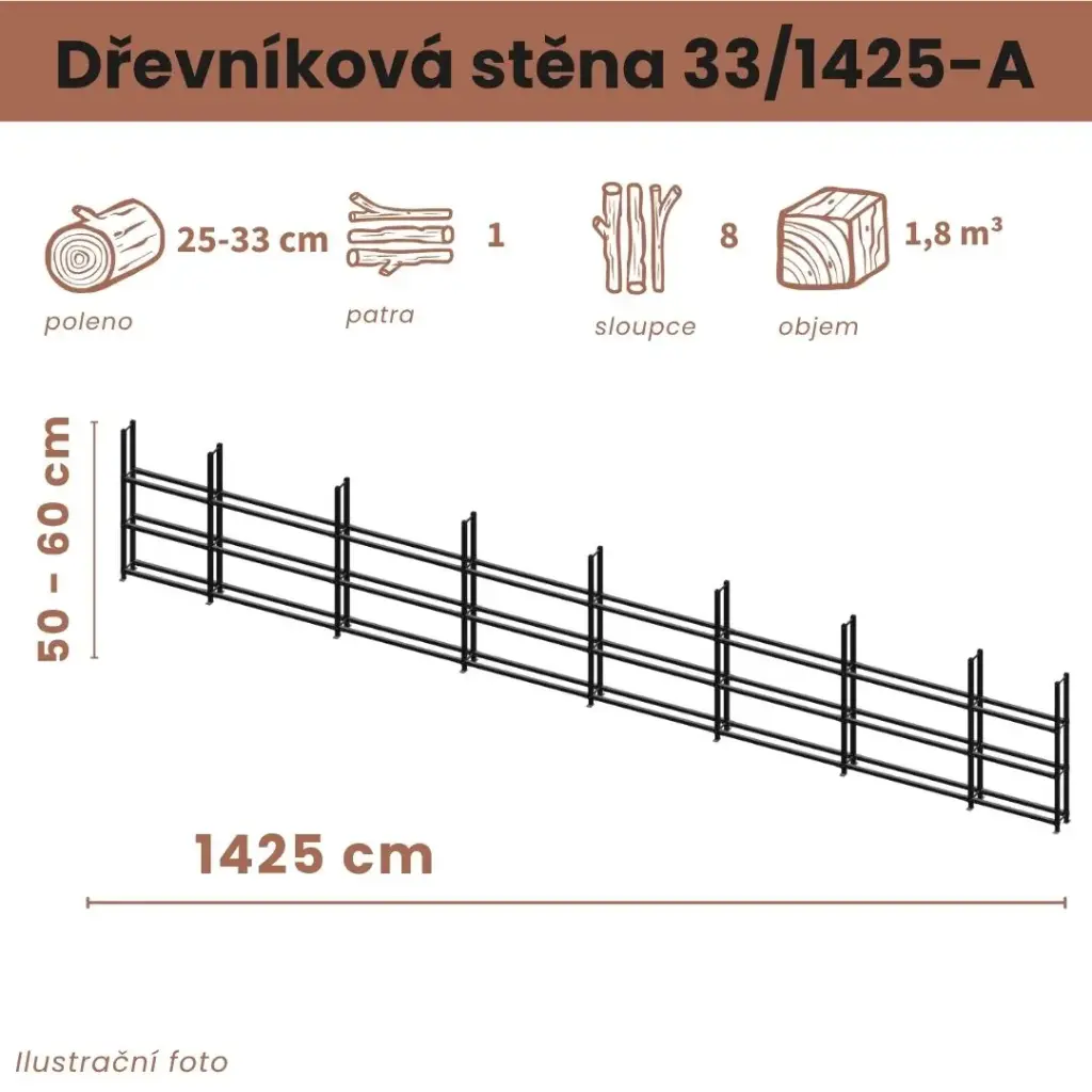 [33/1425-A] Dřevníková stěna 33/1425 cm (50 cm, 1 level)