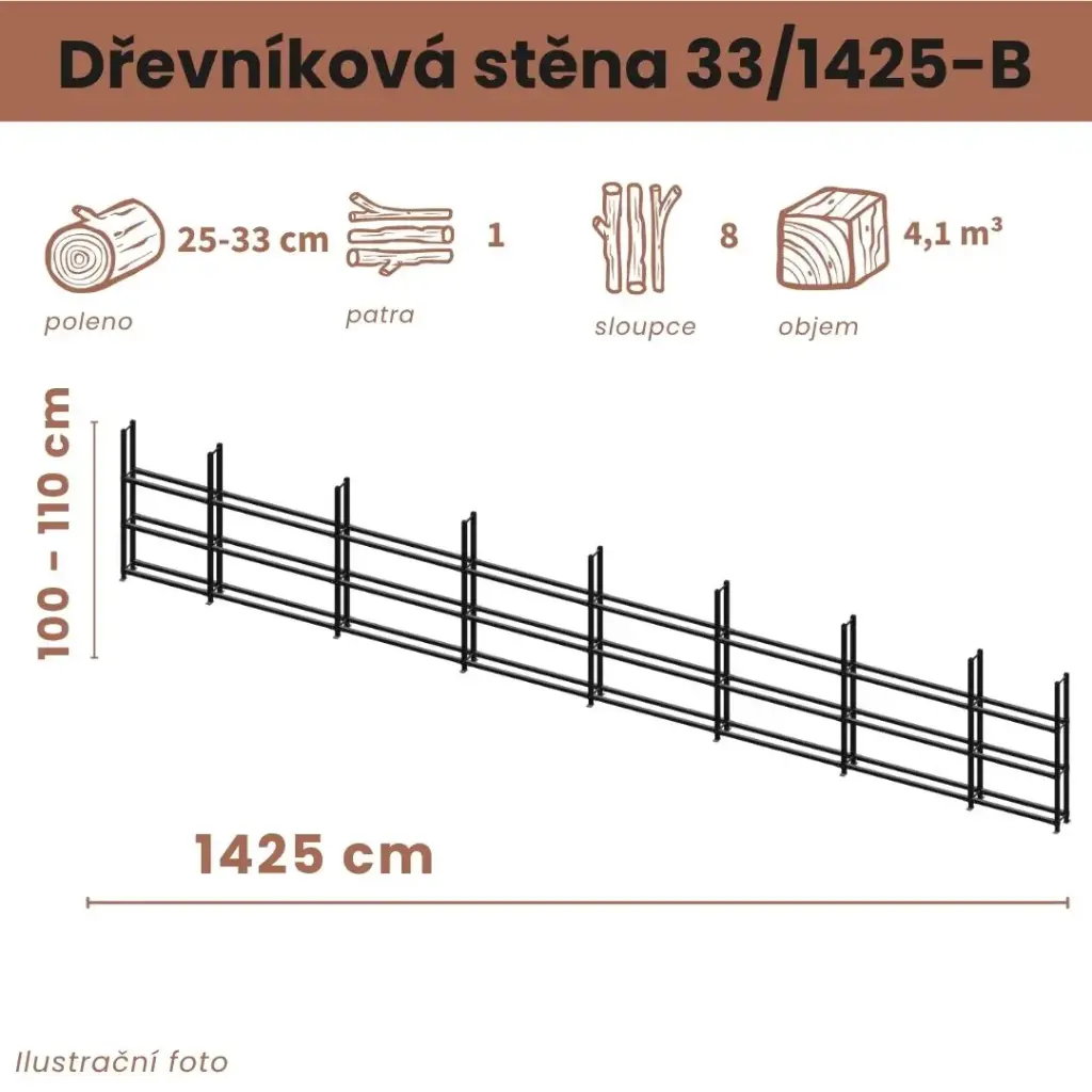 Dřevníková stěna 33/1425 cm