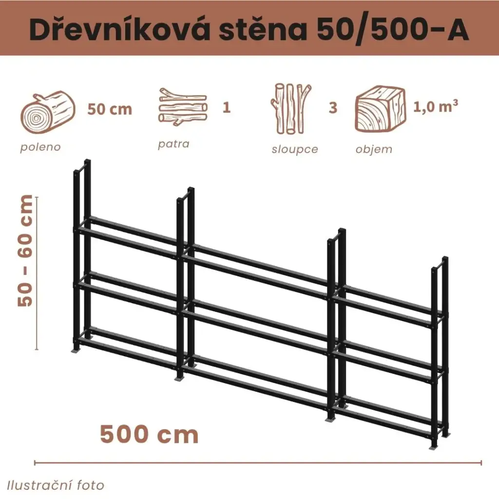 [50/500-A] Dřevníková stěna 50/500 cm (50 cm, 1 level)