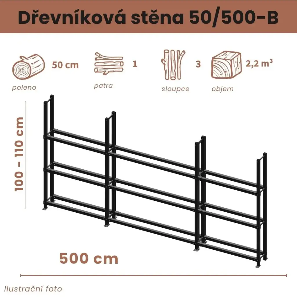 Dřevníková stěna 50/500 cm