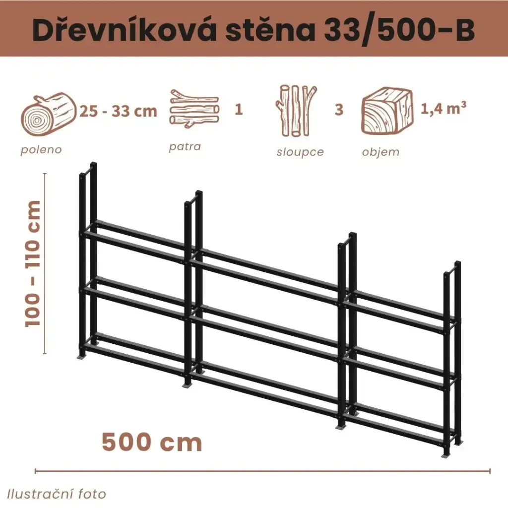 Dřevníková stěna 33/500 cm