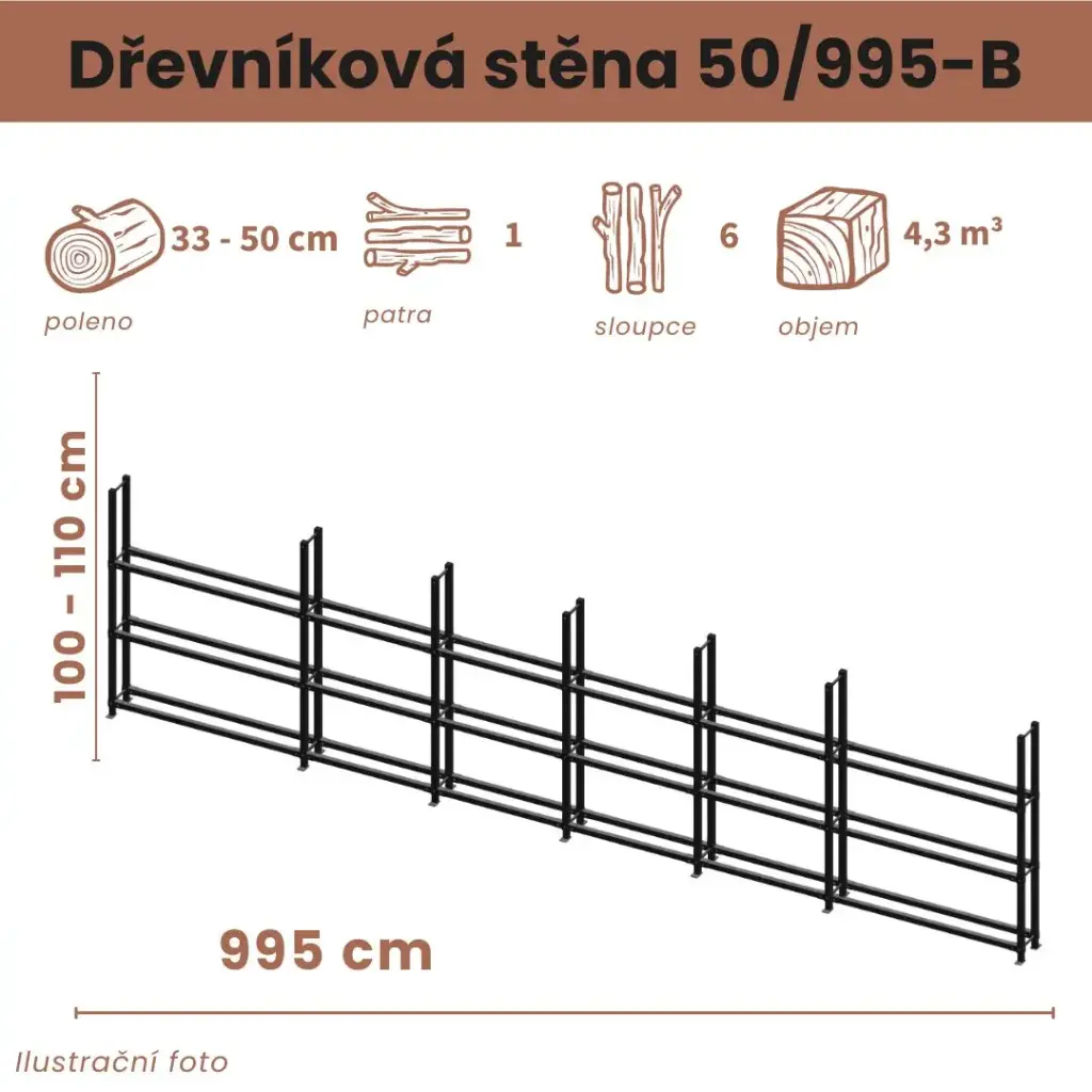 Dřevníková stěna 50/995 cm