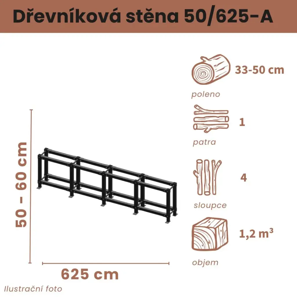 Dřevníková stěna 50/625 cm