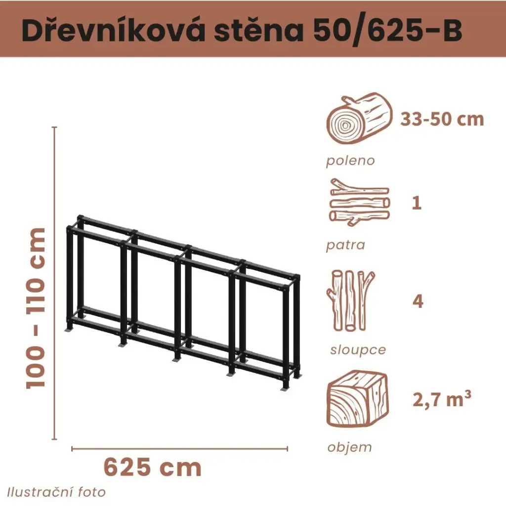 Dřevníková stěna 50/625 cm