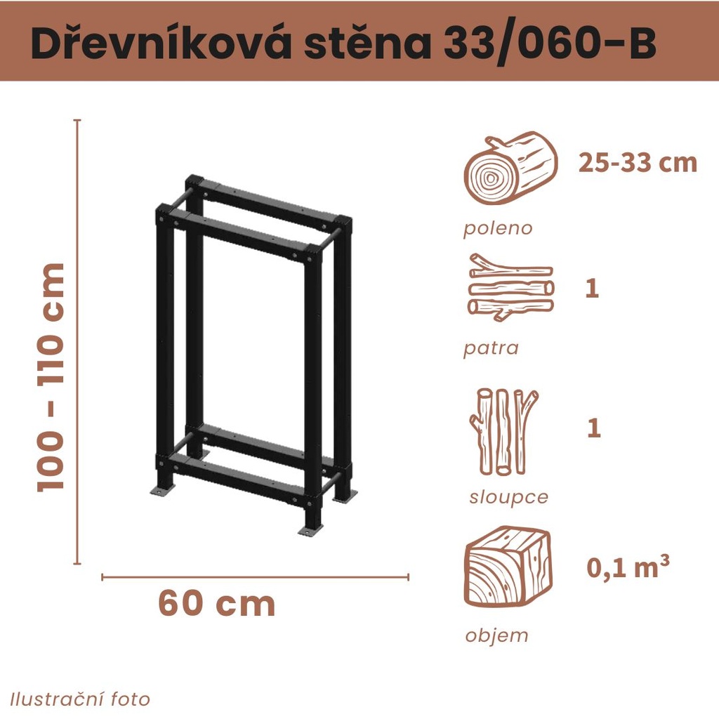 Dřevníková stěna 33/060 cm