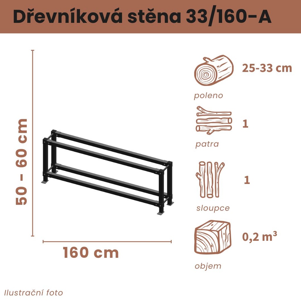 [33/160-A] Dřevníková stěna 33/160 cm (50 cm, 1 level)