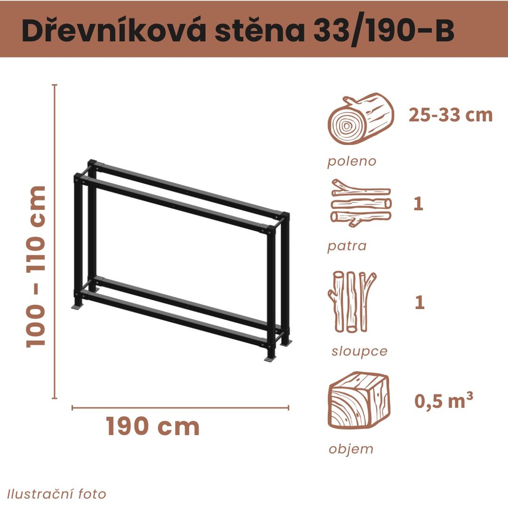 Dřevníková stěna 33/190 cm