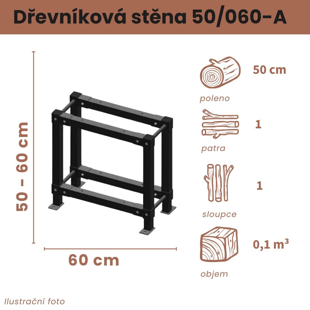 [50/060-A] Dřevníková stěna 50/060 cm (50 cm, 1 patro)