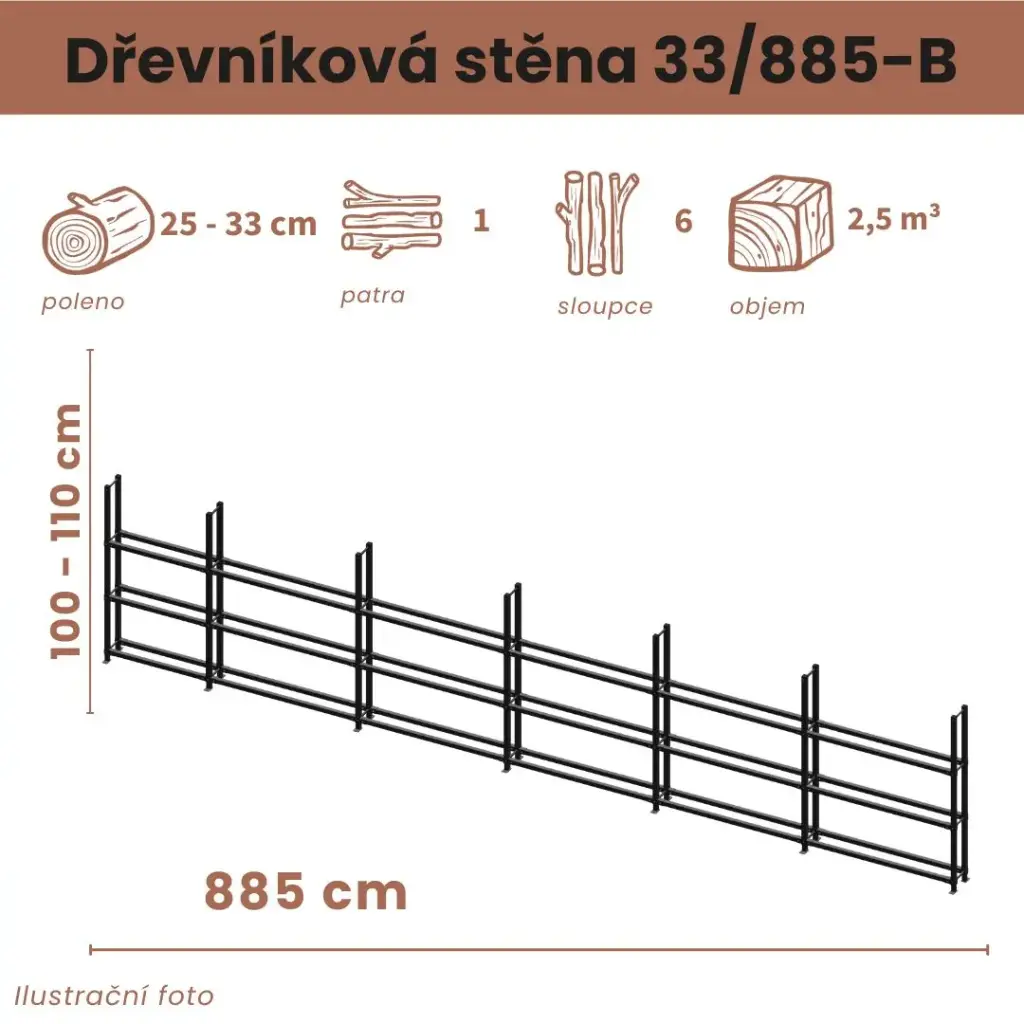 Dřevníková stěna 33/885 cm 