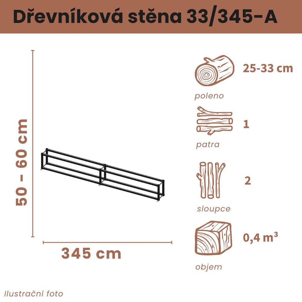 [33/345-A] Dřevníková stěna 33/345 cm (50 cm, 1 level)