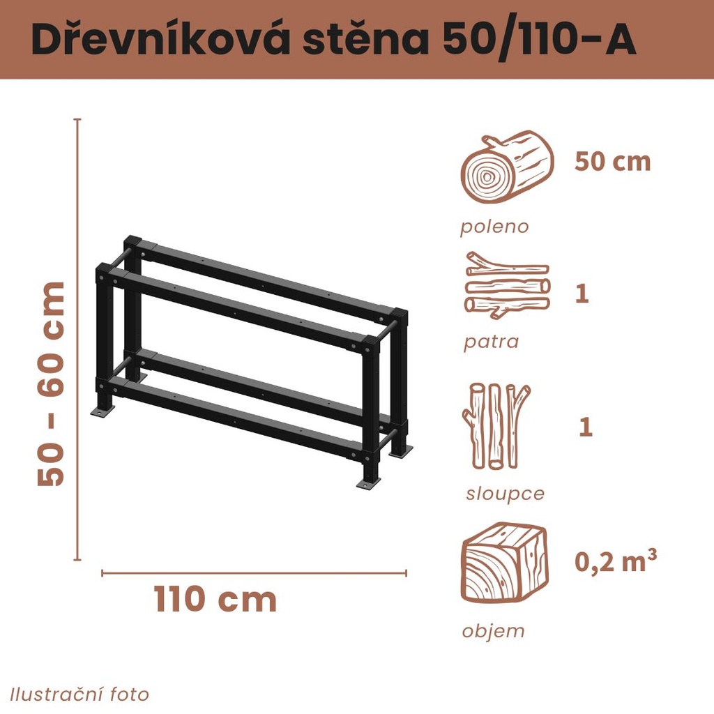 [50/110-A] Dřevníková stěna 50/110 cm (50 cm, 1 level)