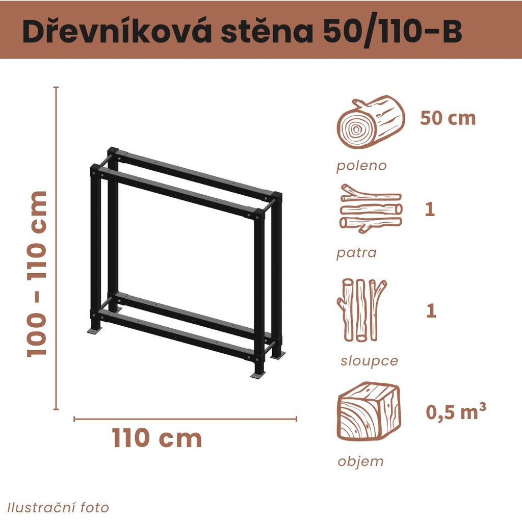 Dřevníková stěna 50/110 cm
