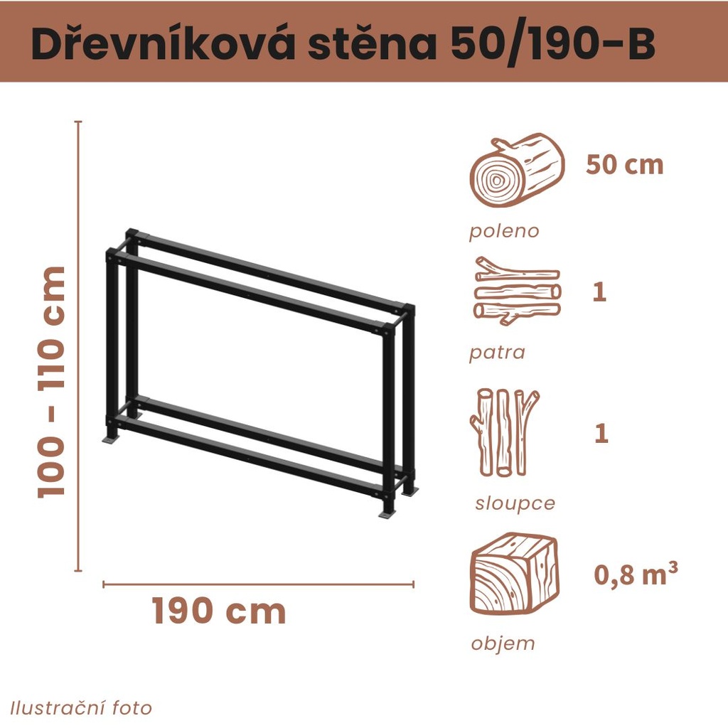 Dřevníková stěna 50/190 cm