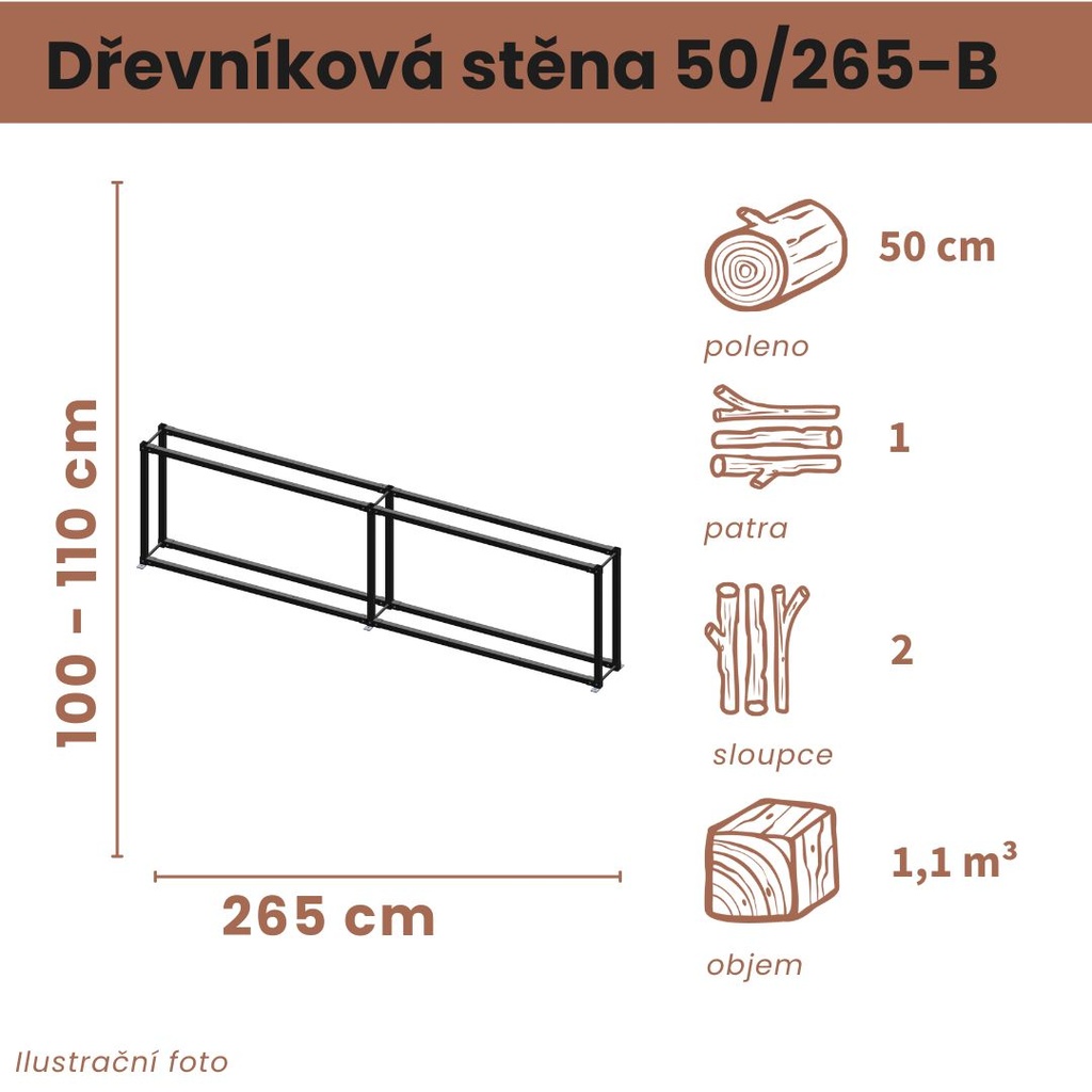 Dřevníková stěna 50/265 cm
