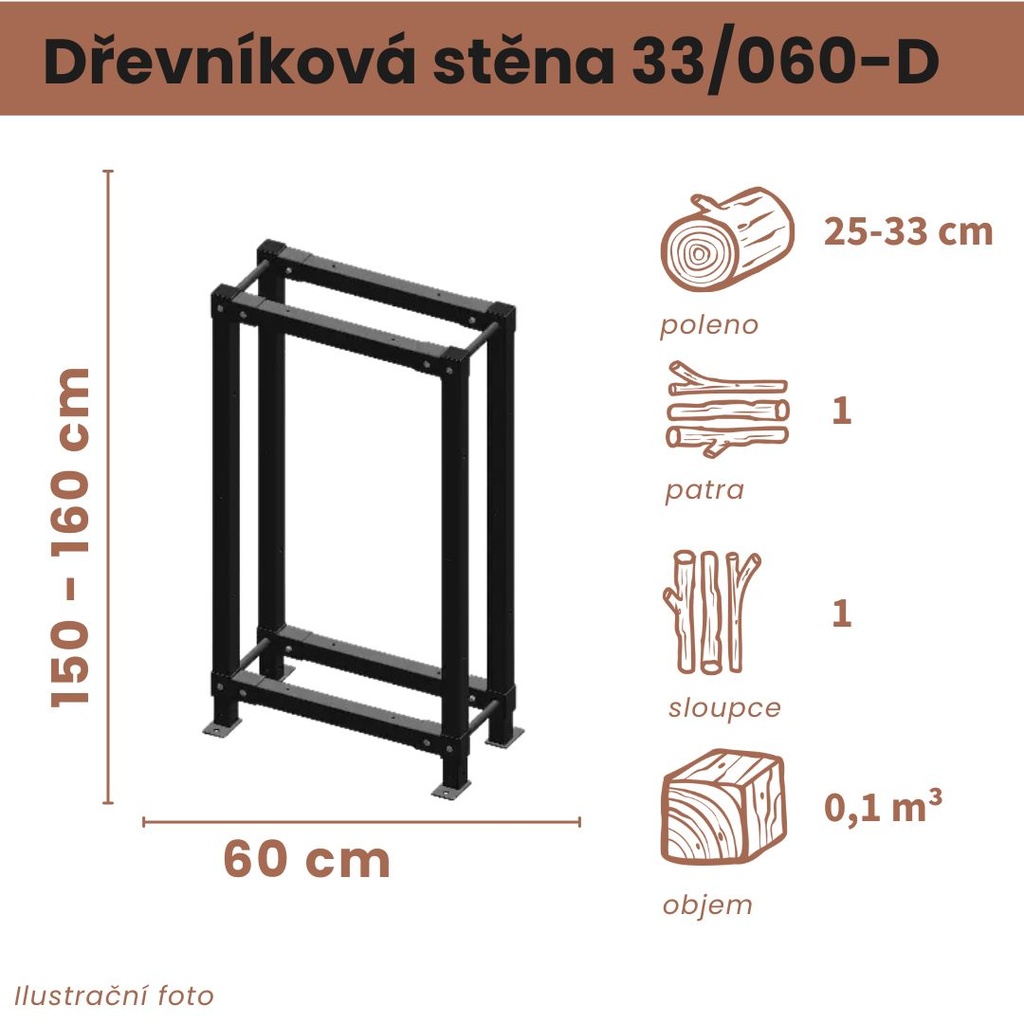 Dřevníková stěna 33/060 cm