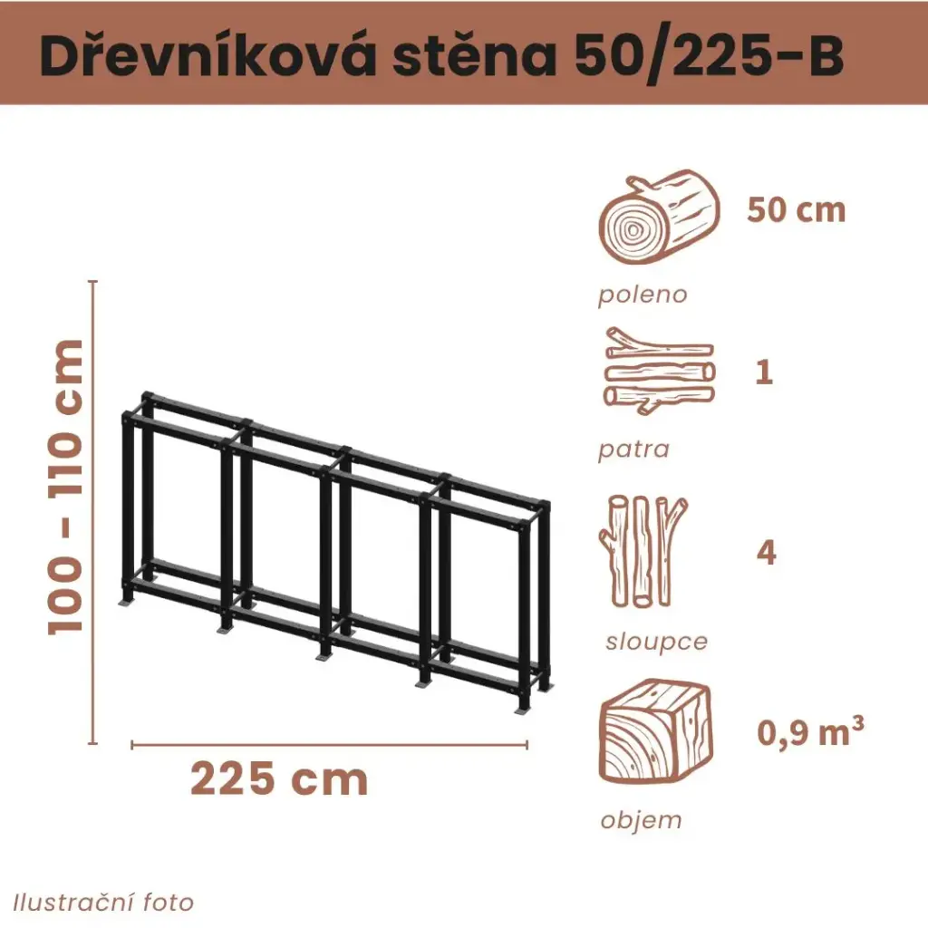 Dřevníková stěna 50/225 cm