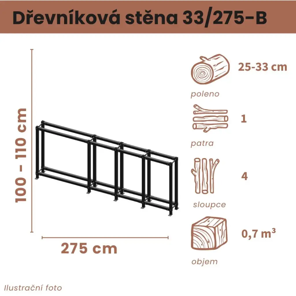 Dřevníková stěna 33/275 cm