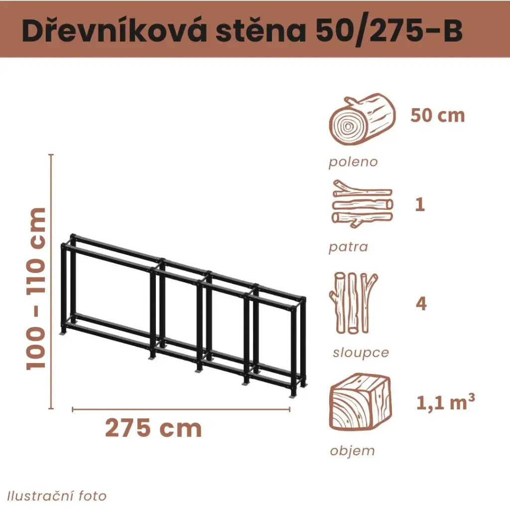 Dřevníková stěna 50/275 cm