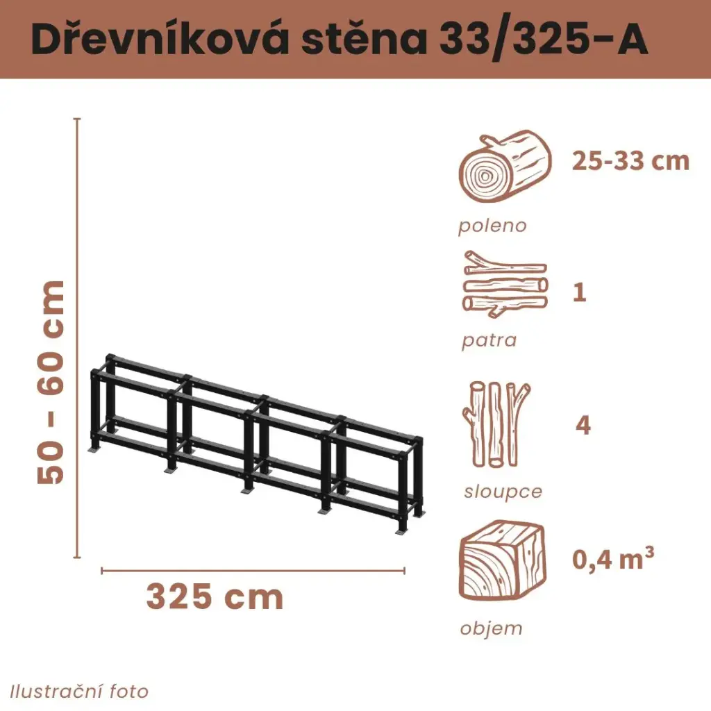 [33/325-A] Dřevníková stěna 33/325 cm (50 cm, 1 patro)