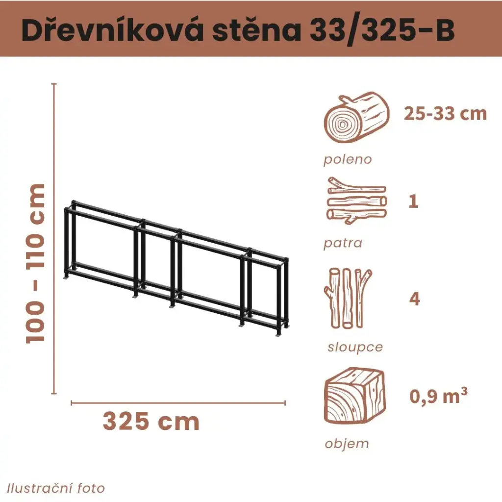 Dřevníková stěna 33/325 cm