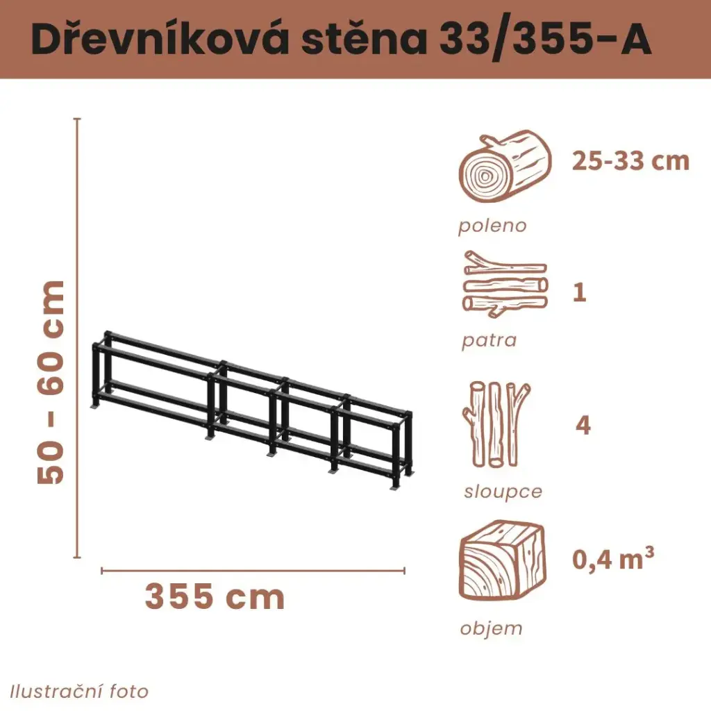 [33/355-A] Dřevníková stěna 33/355 cm (50 cm, 1 level)