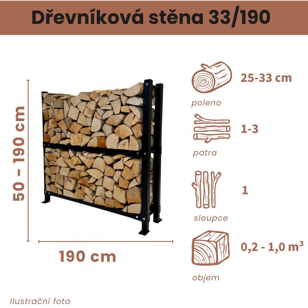 Dřevníková stěna 33/190 cm