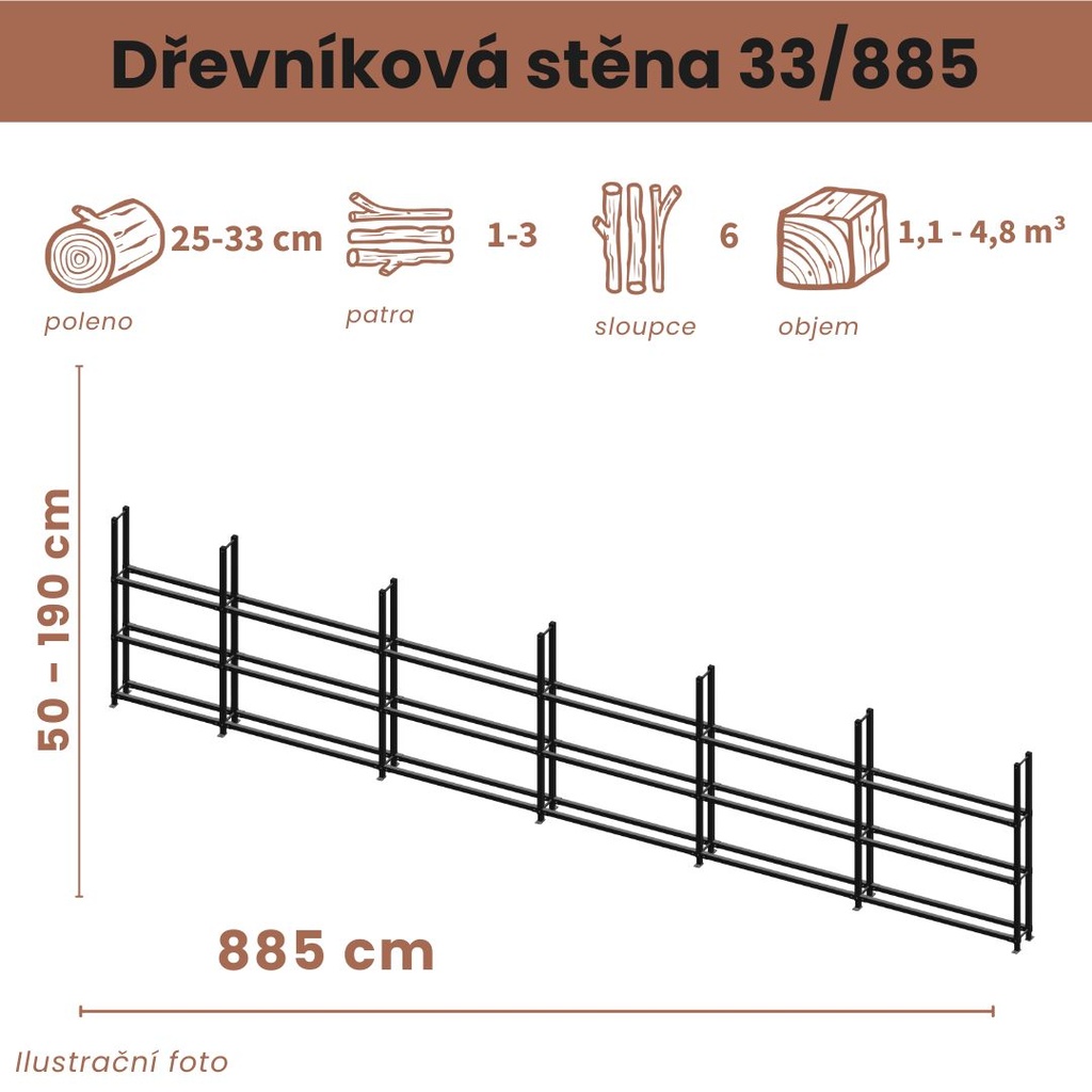 Dřevníková stěna 33/885 cm 