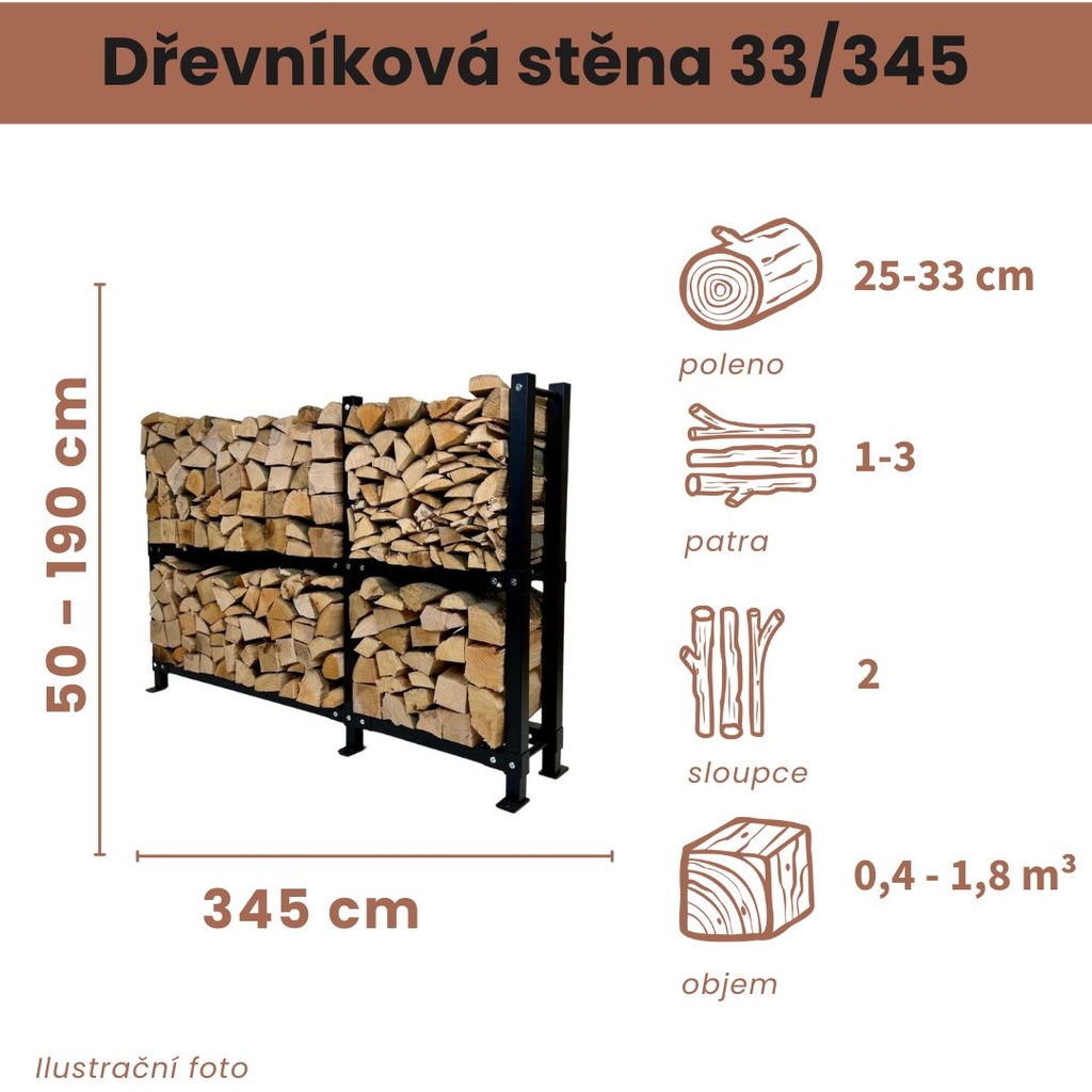 Dřevníková stěna 33/345 cm