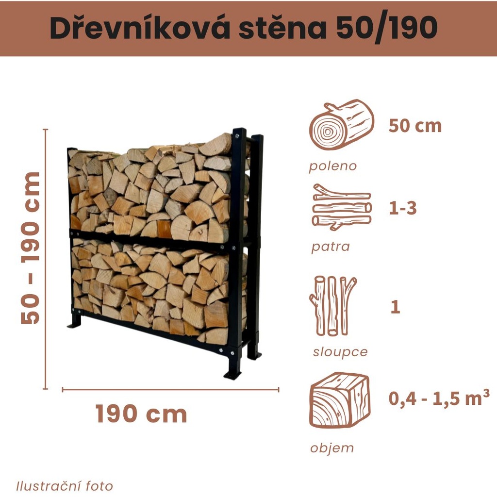 Dřevníková stěna 50/190 cm