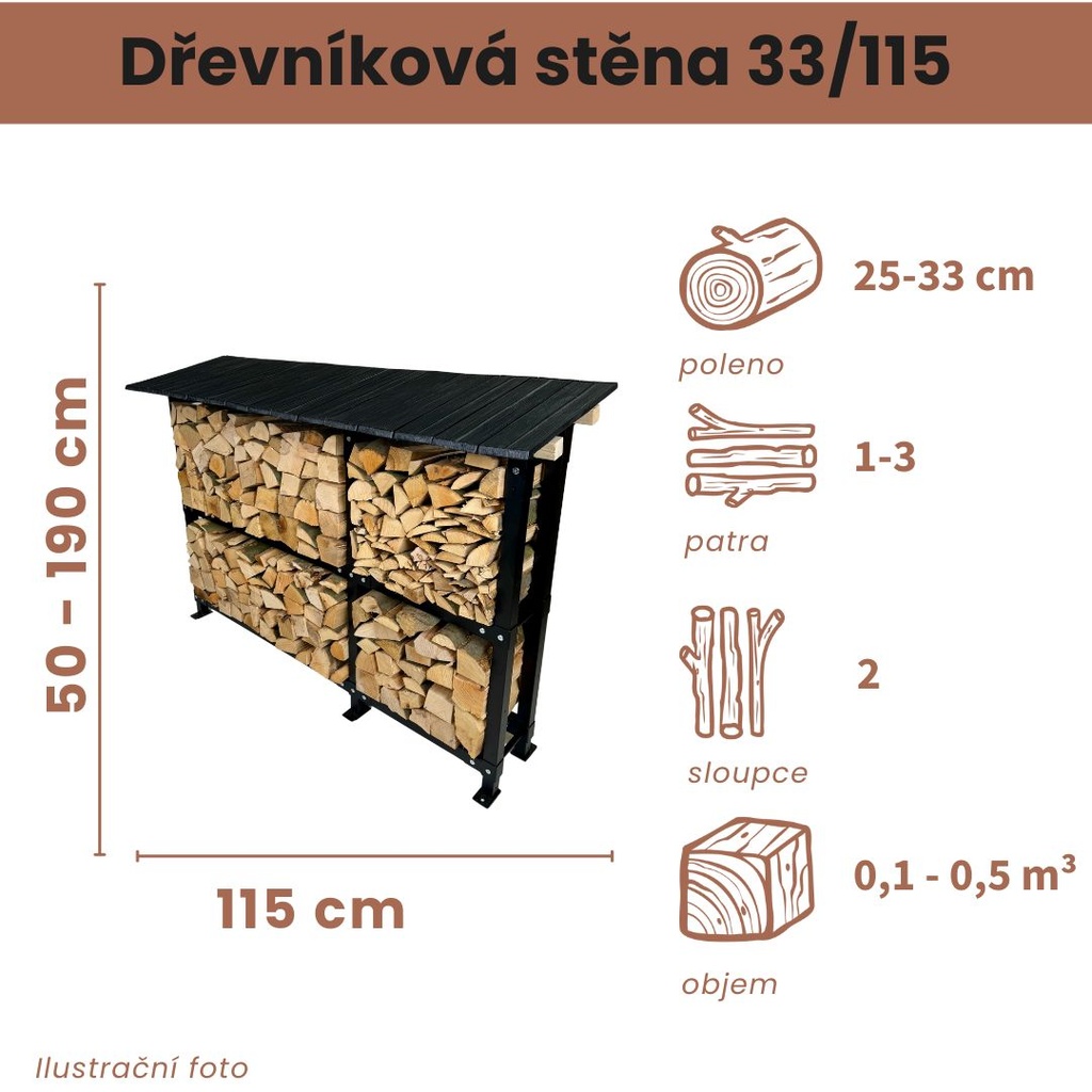 Dřevníková stěna 33/115 cm