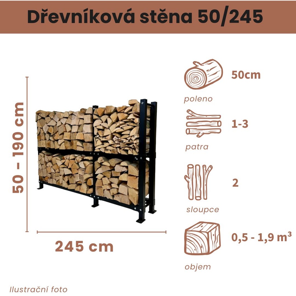 Dřevníková stěna 50/245 cm