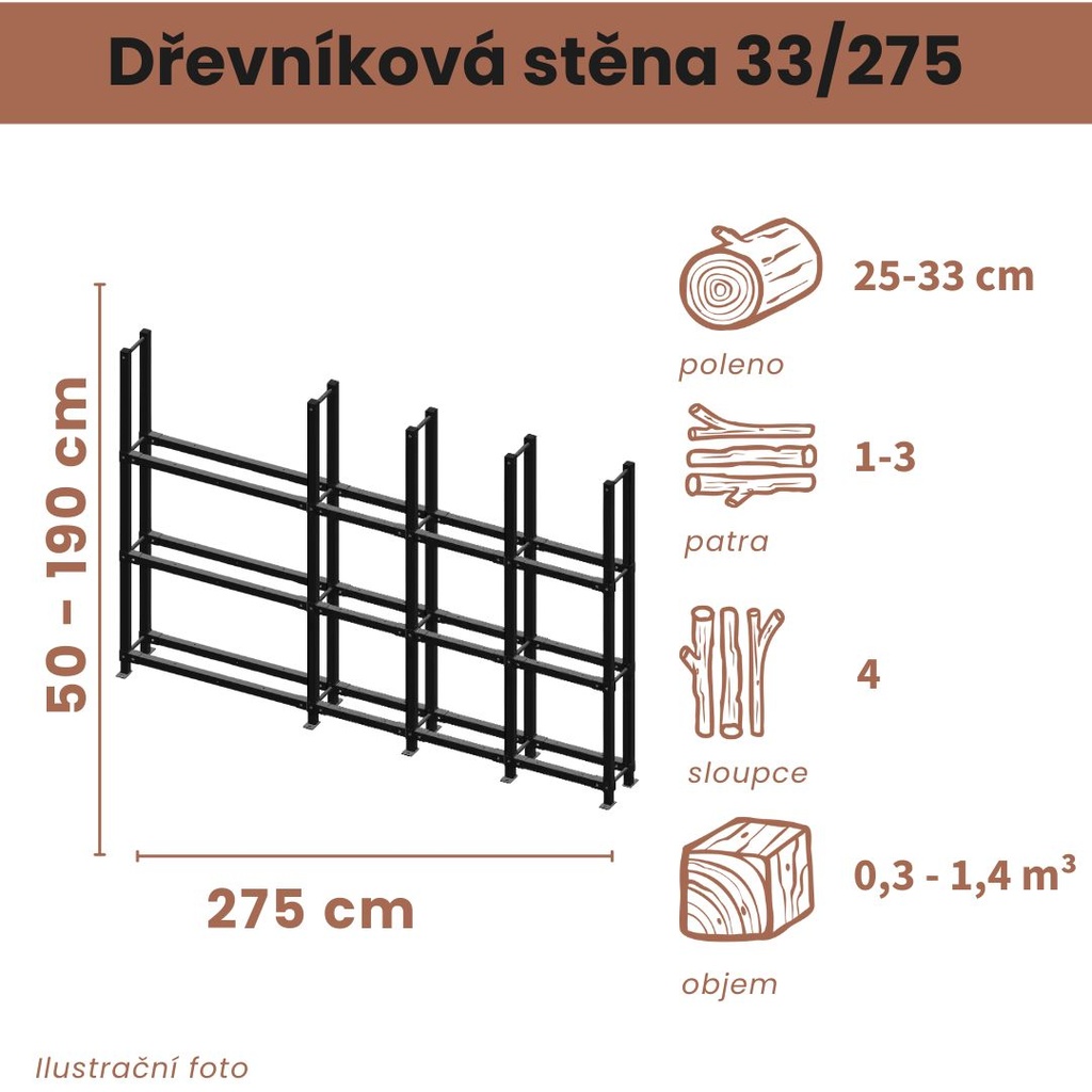 Dřevníková stěna 33/275 cm